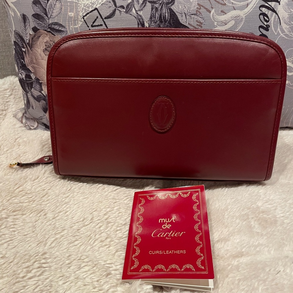 Cartier vintage toiletry bag - in soft burgundy leather